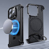 Carbon Fiber Magnetic Bracket Bezel-less Phone Case - Black