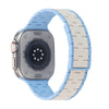 Color Blocking Fashion Magnetic Silicone Band for Apple Watch - White & Blue